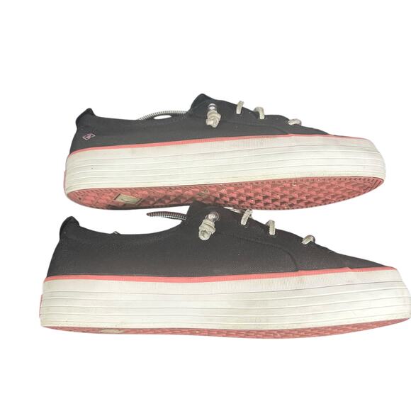Sperry Black & Pink Canvas Sneakers women’s Size 9.5 Nautical Boat Shoes lace-up - Picture 6 of 11